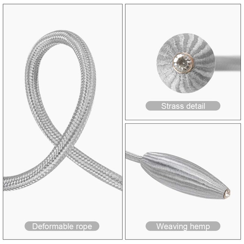 Emoly 2-Pack Curtain Tiebacks Clips Creative Window Drape Twist Tie Backs European Style Custom Made Curtain Holders Decorative (Silver) - Image 3